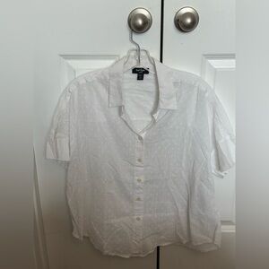 Lord & Taylor White Casual Button Down Shirt